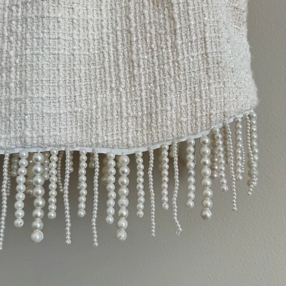 Jason Wu Cream Sleeveless Crop Top Pearl Fringe - Picture 8 of 10